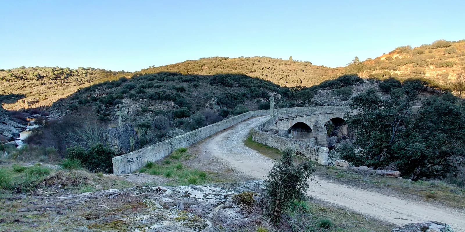A bridge over a river gorge on the tour route